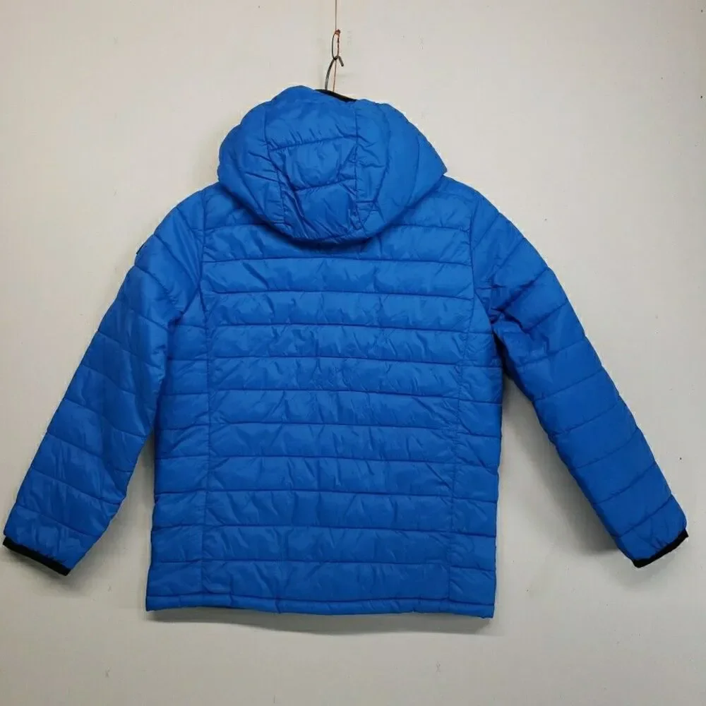 Gap Kids Medium 8 Puffer Jacket Hooded Blue Primaloft Cold Control Lightweight - Picture 2 of 11